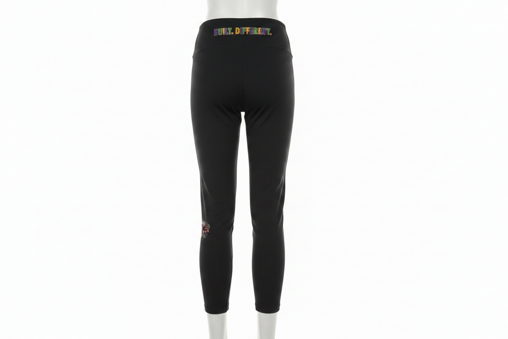 Women's Built Different  Leggings with colorful logo on the leg
