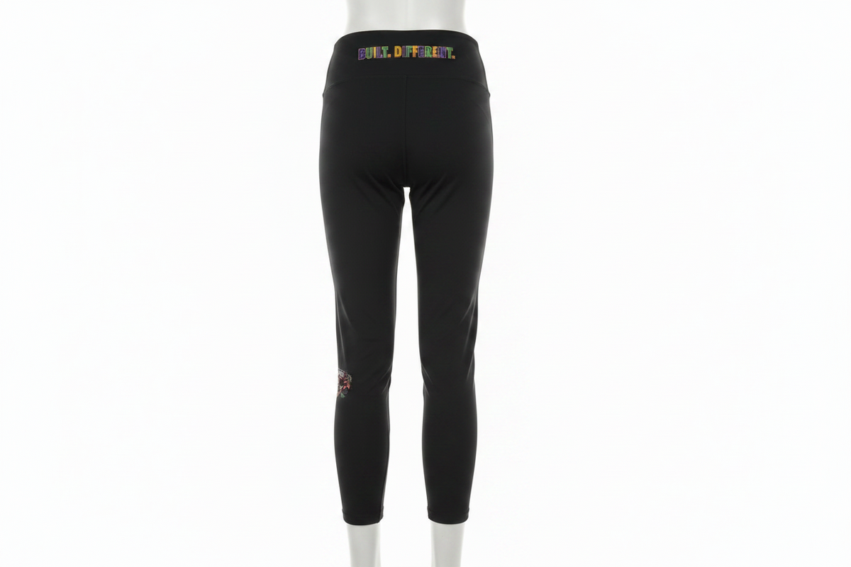 Women's Built Different  Leggings with colorful logo on the leg