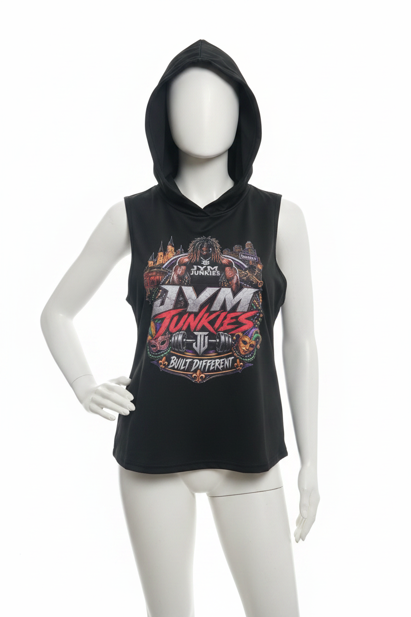 Women’s Built Different Sleeveless Hooded Workout Top